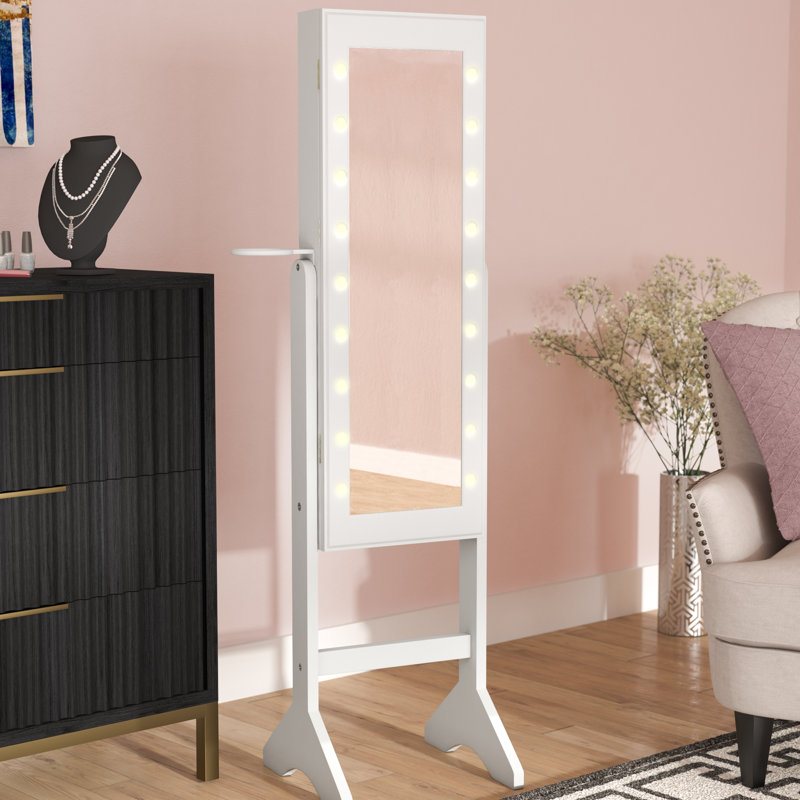 House Of Hampton Walsall Makeup Free Standing Jewelry Armoire With