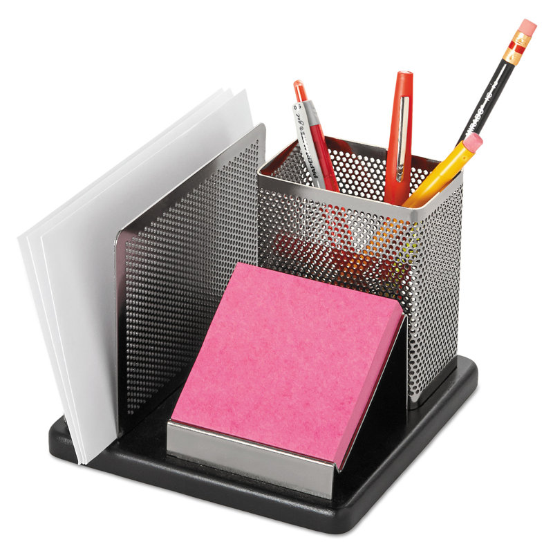 Rolodex Distinctions Desk Organizer Metal Wood 5 7 8 X 5 7 8 X 4