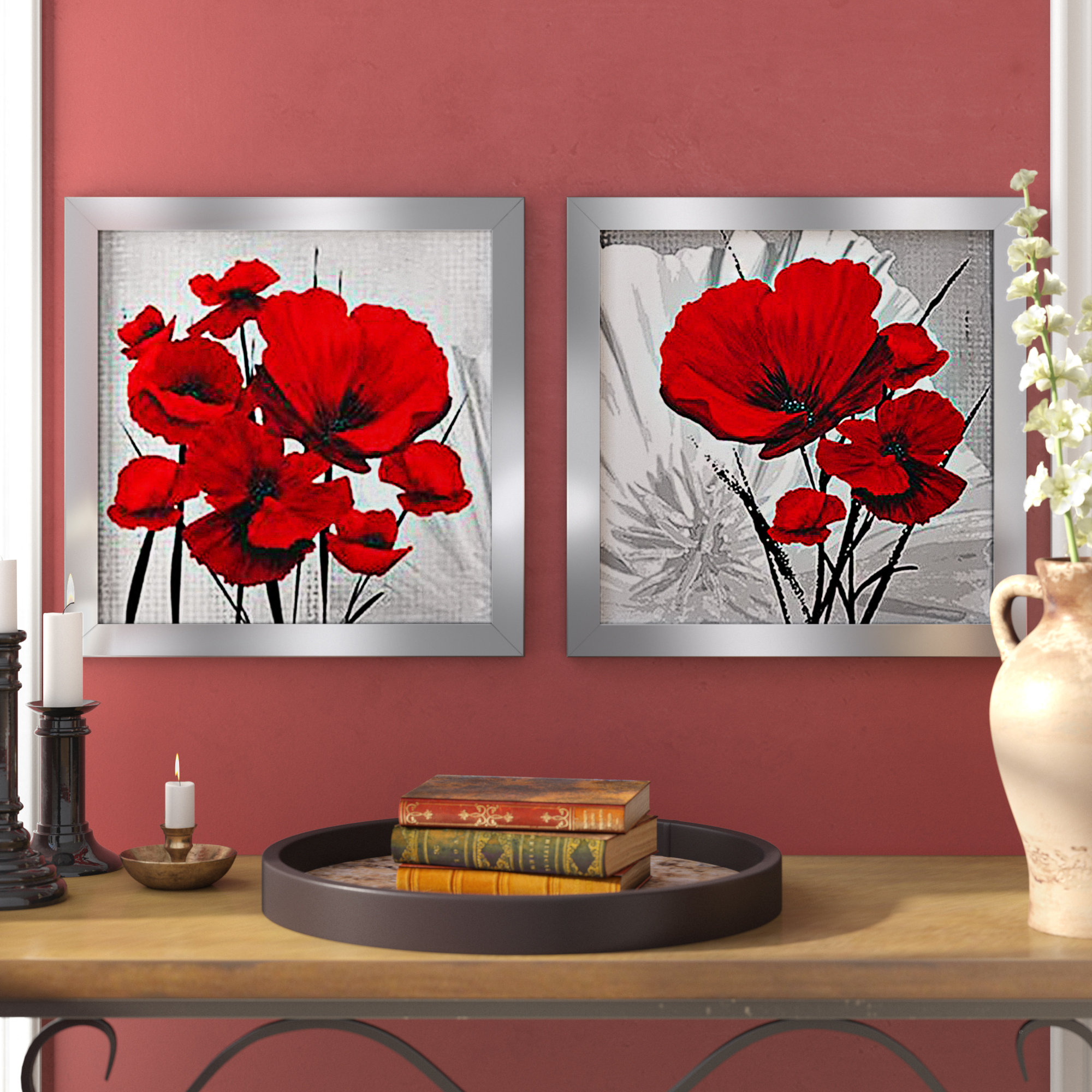 WATERCOLOR RED POPPY POPPIES WALL ART LARGE A1 POSTER 33 X 23 INCH