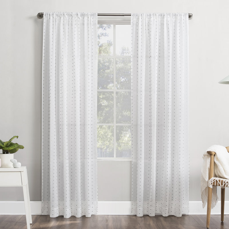 Domenic Clipped Swiss Dot Semi Sheer Rod Pocket Single Curtain Panel Reviews Joss Main
