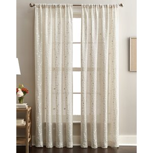 Lasalle Nature/Floral Sheer Rod Pocket Single Curtain Panel