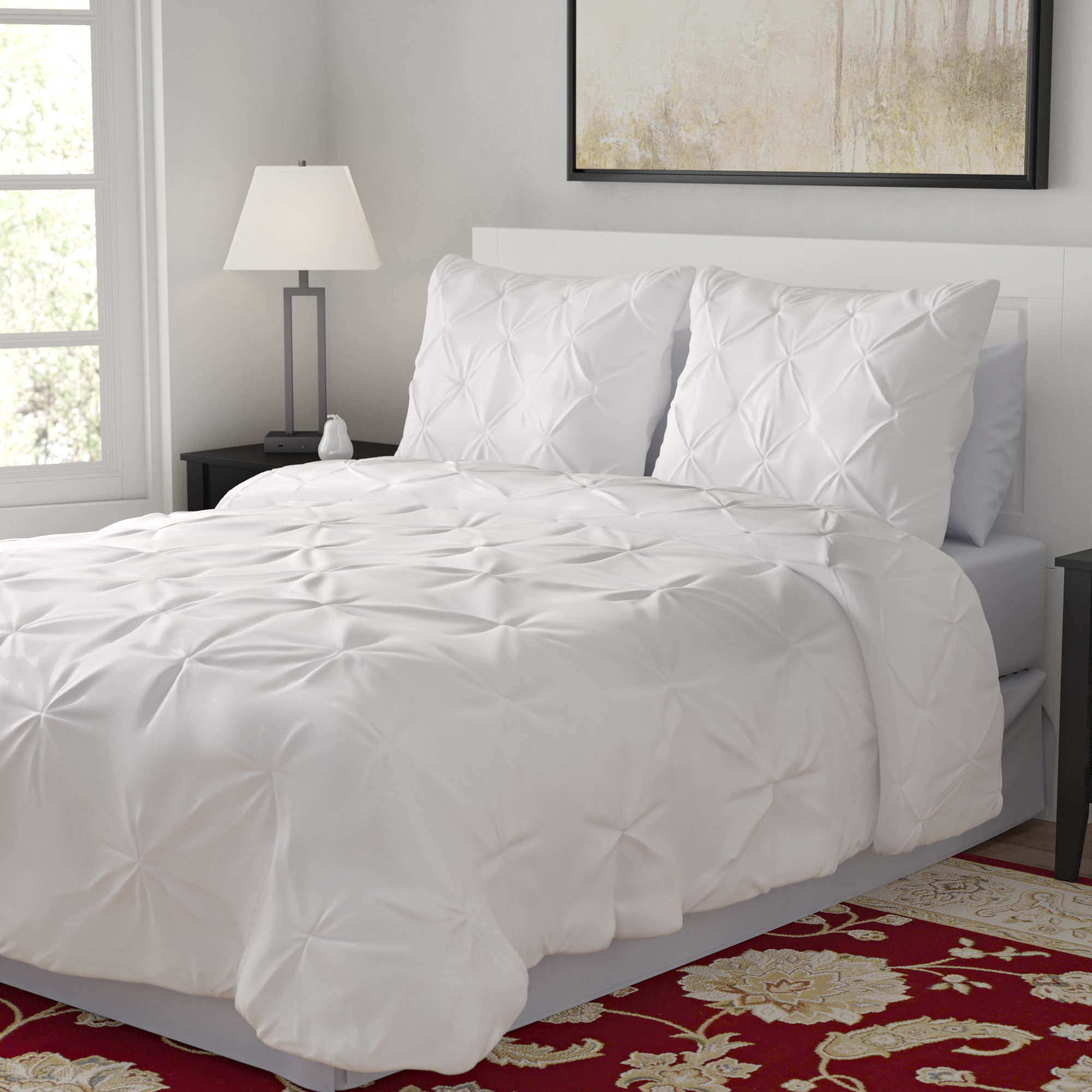 Piped Edges Duvet Insert LIGHT WARMTH White Down Alternative Comforter With Space Saver Storage Bag Hypoallergenic Corner Tabs Green Living Group Allergy Free Light Warmth, King Protection Against Dust Mites