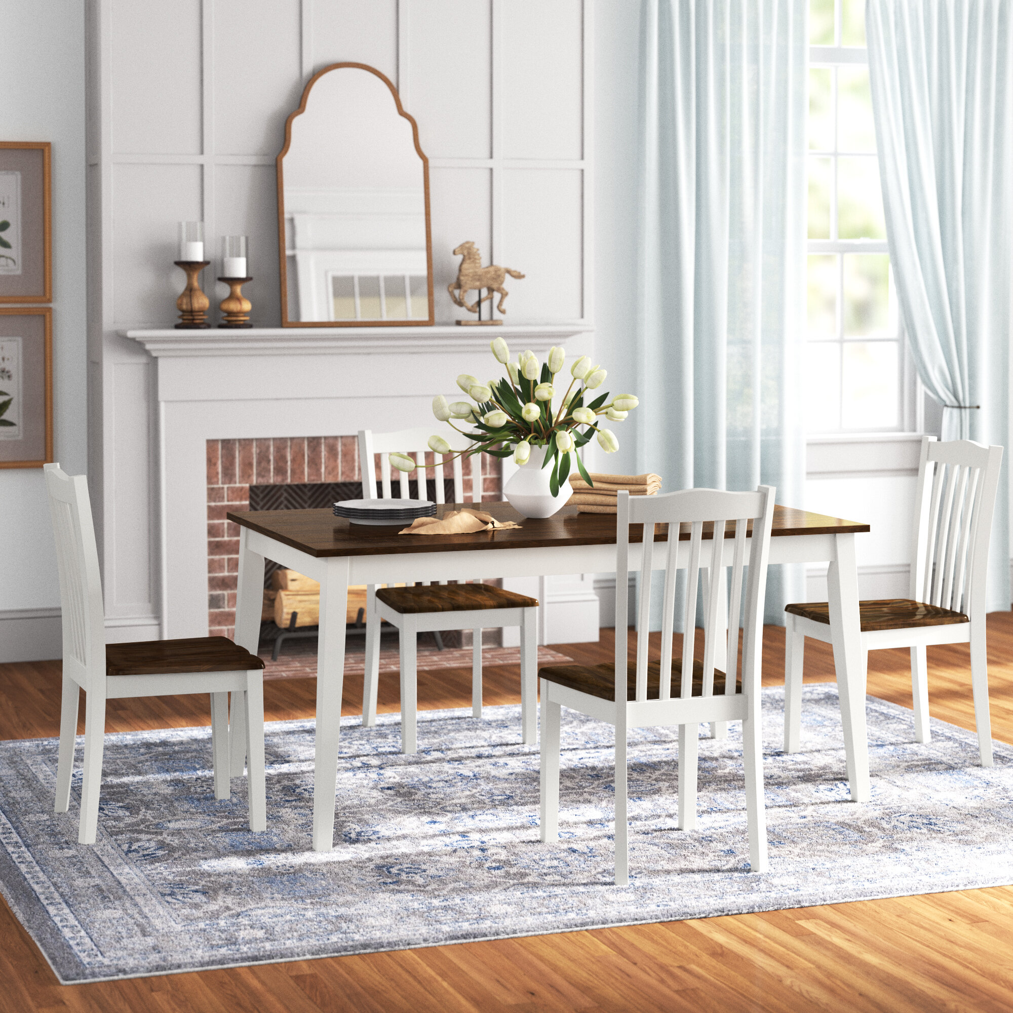 Wido White Grey Pine Wood Dining Set Table & Bench Set Kitchen Wooden Room Furniture 