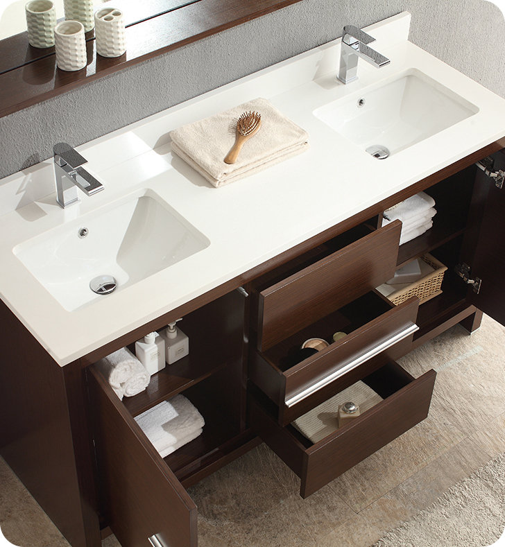 Fresca Allier 60 Double Modern Bathroom Vanity Set With Mirror Reviews Wayfair