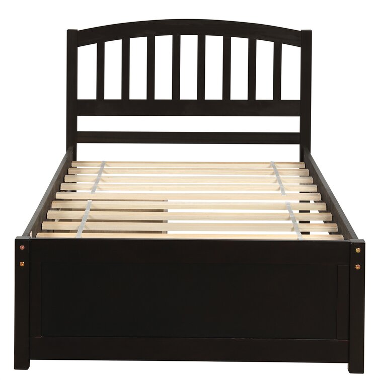 Wood platform bed with two drawers Twin//Full Size Bed Frame With Headboard White