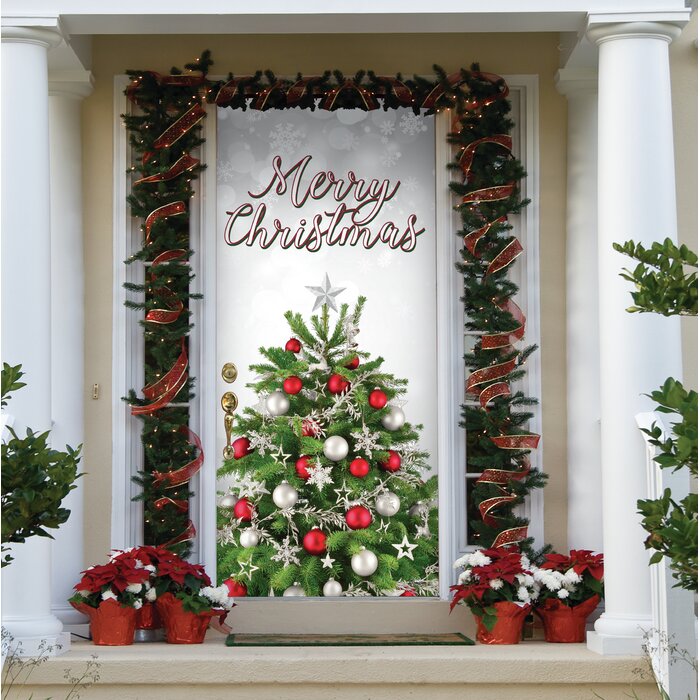 Merry Christmas Tree Front Door Mural