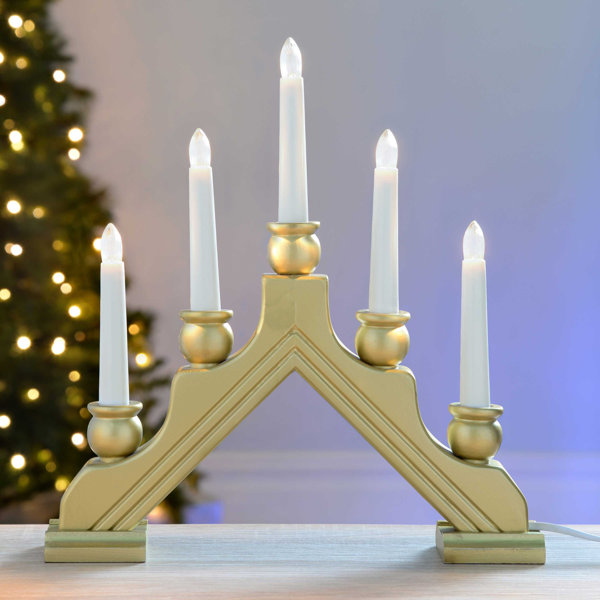 Wooden Pre-Lit 7 LED Candle Bridge Arch Window Christmas Tree Decoration Light