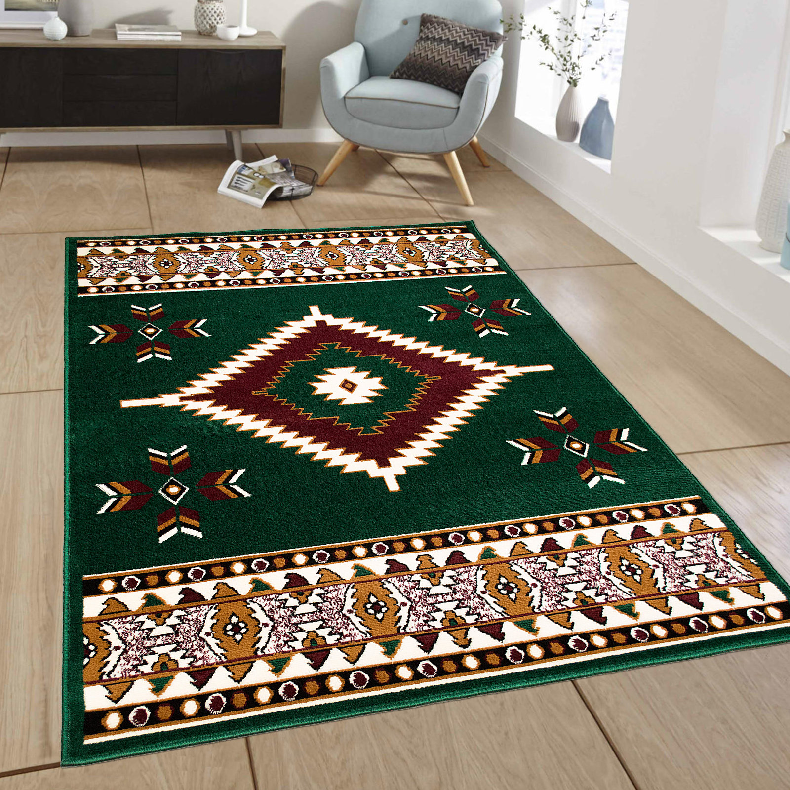 AllStar Rugs Power Loom Green Indoor/Outdoor Rug & Reviews Wayfair