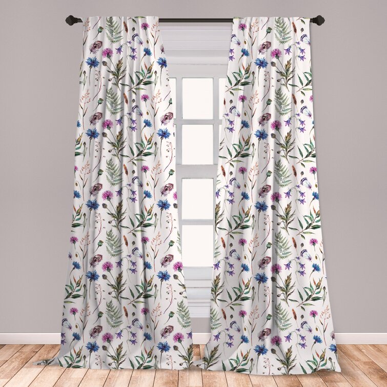 Multiple Sized Cornflowers Blue Wildflowers Summer Flowers Printed Curtain  Drapes For Living Room Dining Room Bed Room With 2 Panel Set