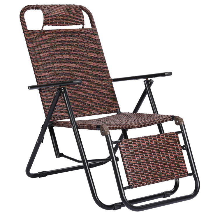 Arlmont Co Outdoor Folding Chair Rattan Chair Beach Lounge Chair Round Tube Wayfair