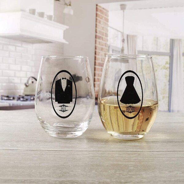 Set of 2 stemless wine glasses with heart and paw print great gift for animal lover for birthday or Christmas 