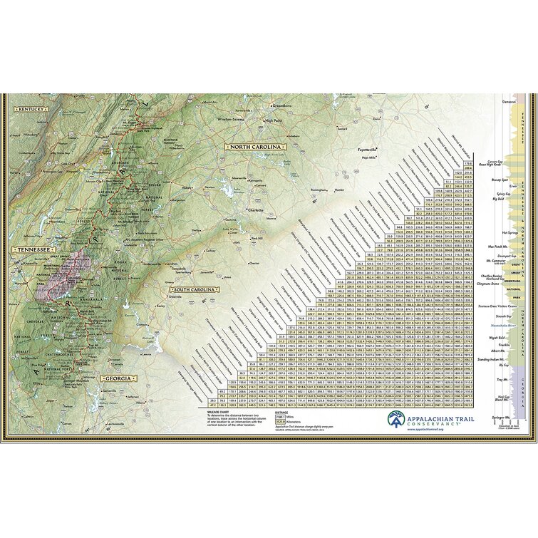 Appalachian Trail Mileage Chart National Geographic Maps Appalachian Trail Map | Wayfair