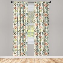 Red Black Green Ochre Fall Autumn Floral 50" Wide Curtain Panel by Roostery 