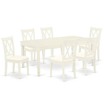 Darby Home Co Beesley 7 Piece Linen White Wood Dining Set Wayfair Ca