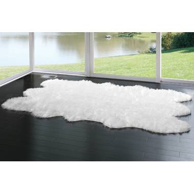 5'x8' warm white rectangle rug faux fur rug flokati sheepskin rug bedroom 