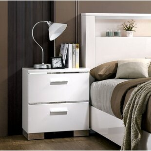 shiny white nightstand