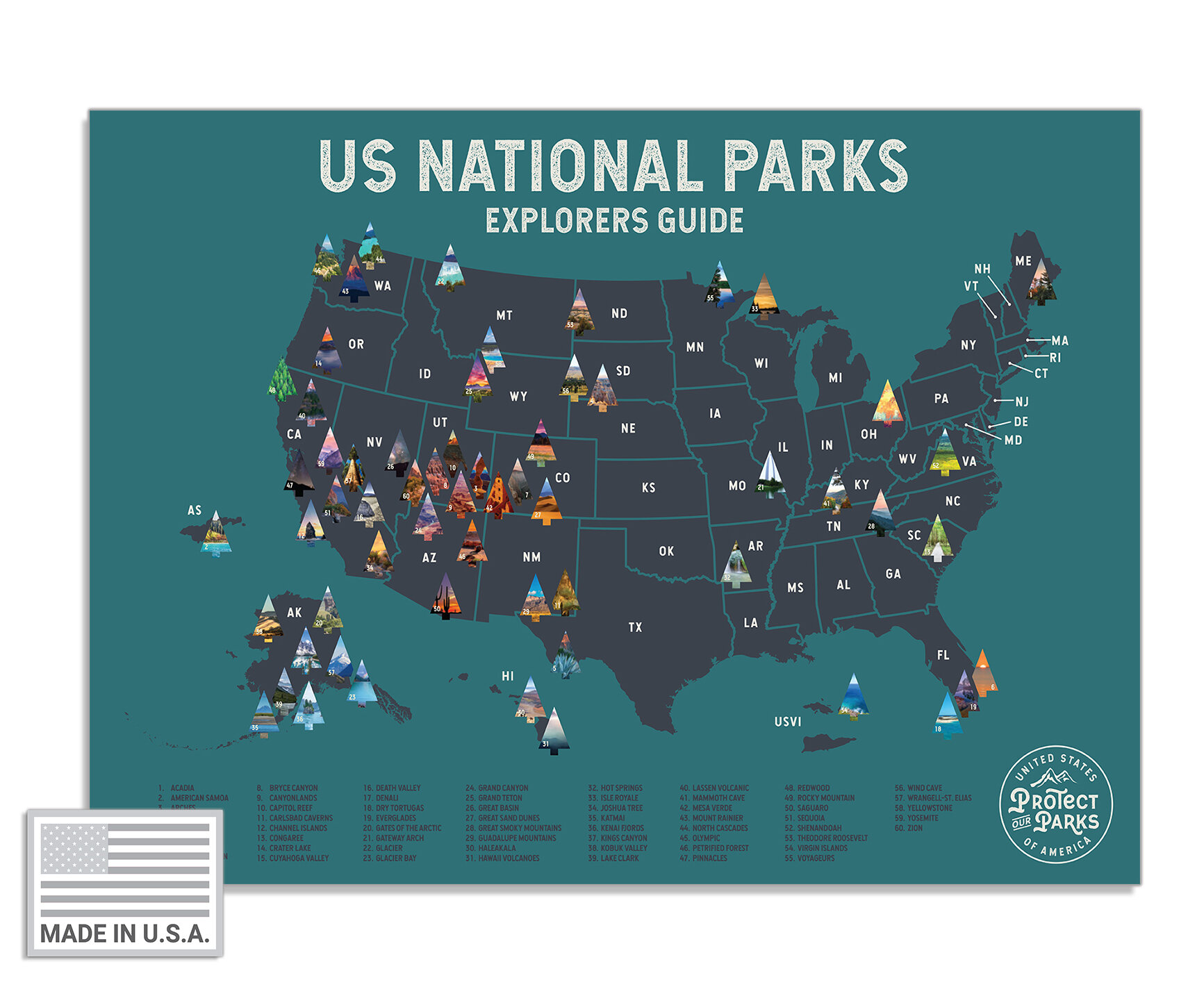 National Geographic Reference Map National Parks of the United States Wall Map 42 x 30 inches National Geographic