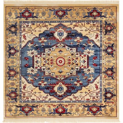 Regal Oriental Yellow/Blue Area Rug RugPal Rug Size: Square 8'
