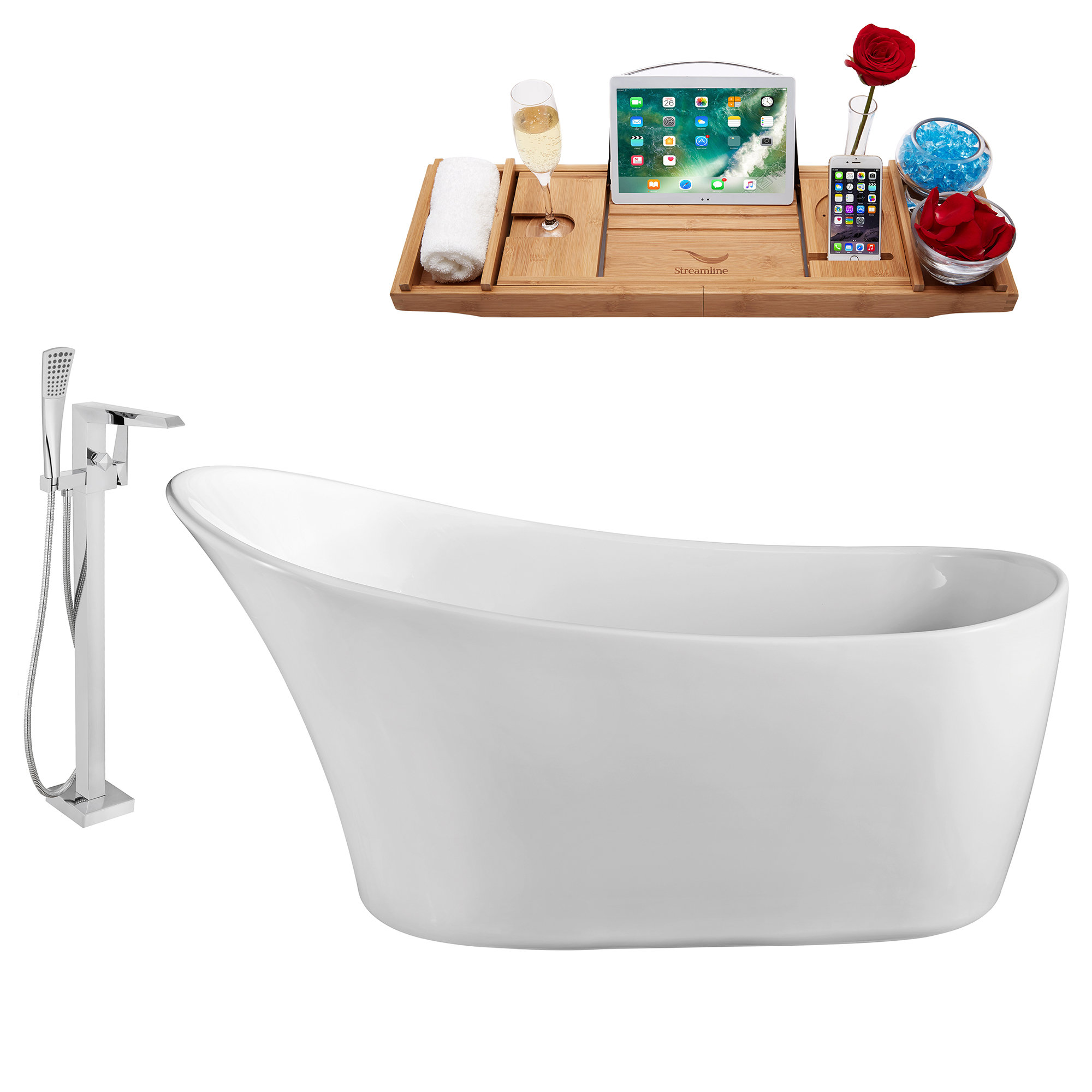 Streamlinebath 63 X 30 Freestanding Soaking Bathtub Wayfair