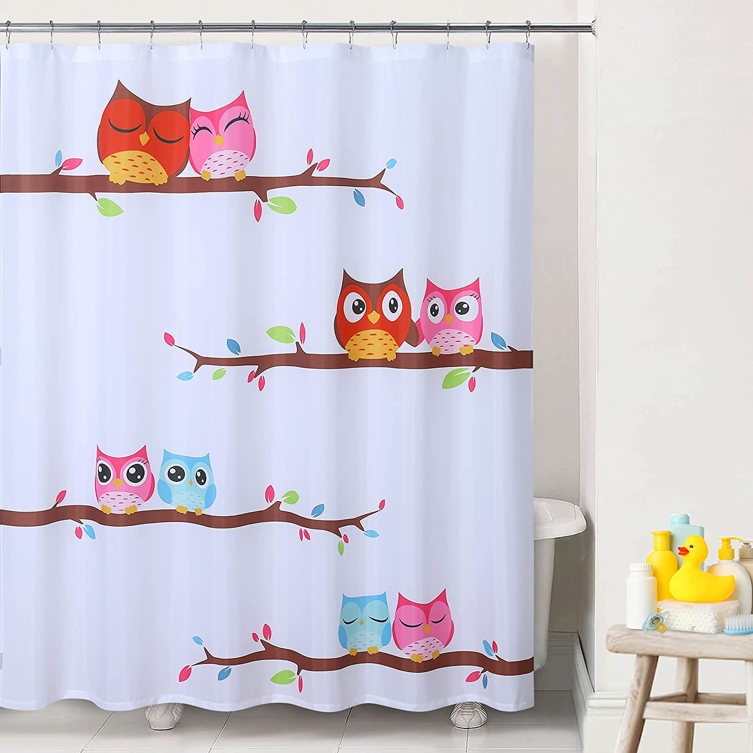 Cute Owl Waterproof Bathroom Polyester Shower Curtain Liner Water Resistant 