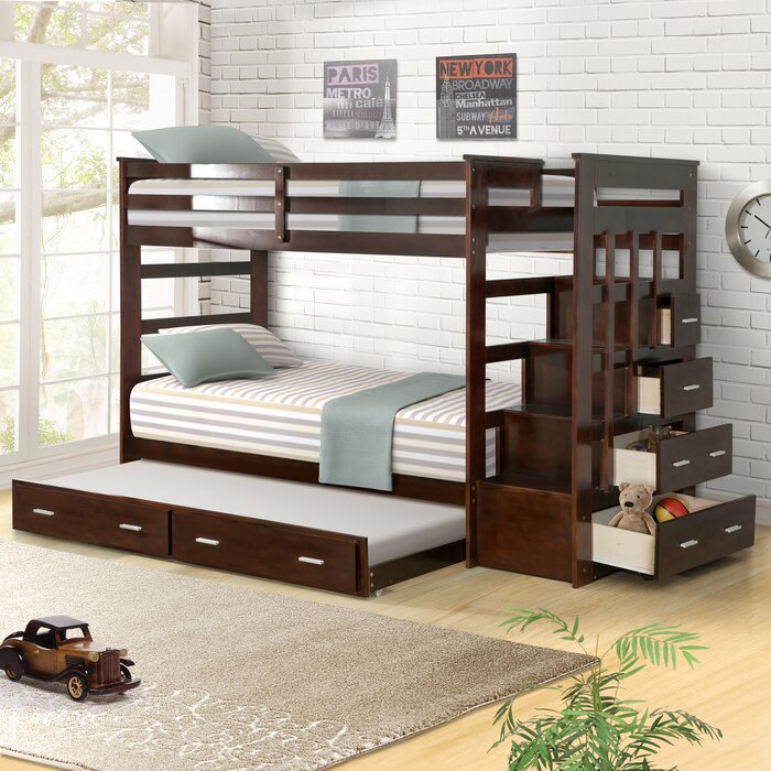 Jeremias Twin Over Twin Bunk Bed with Trundle and Drawers