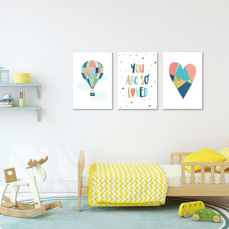 'You are so Loved' by Elena David Canvas Art (Set of 3) Nursery Wall Decorations