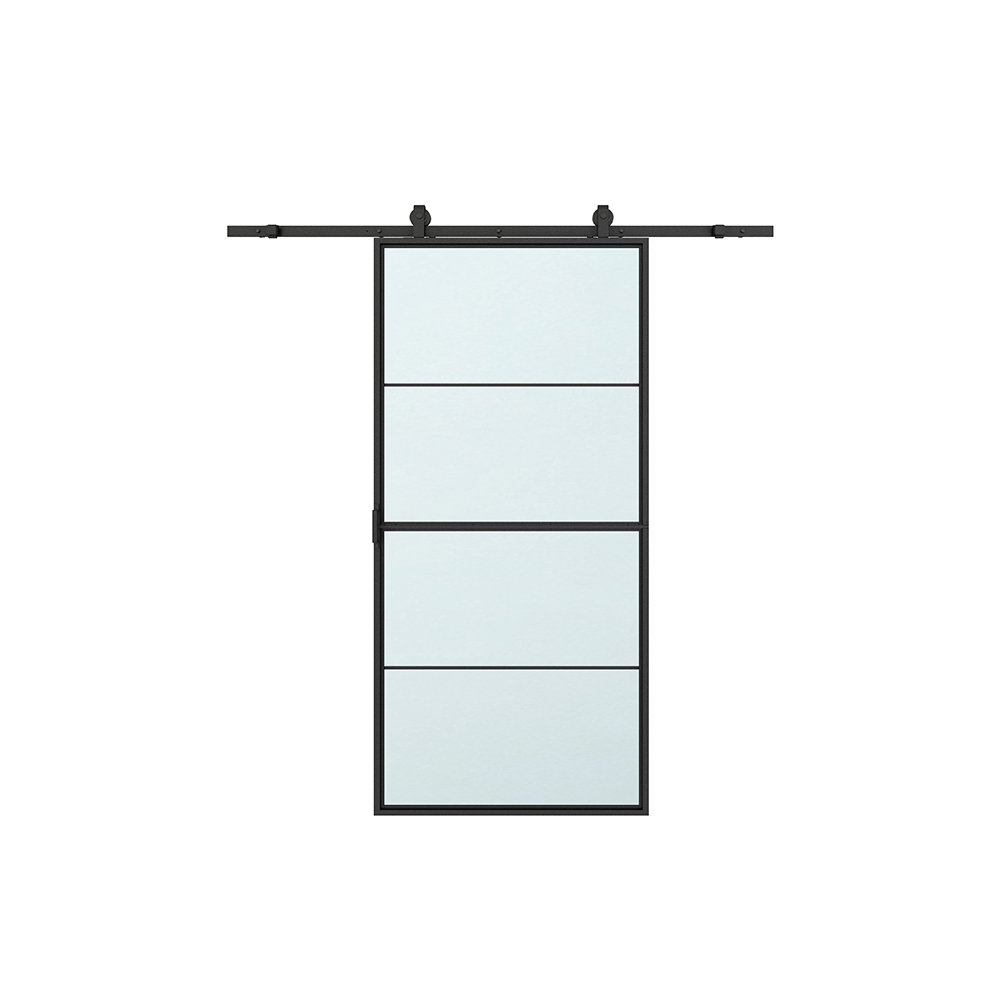 Calhome Glass and Metal Barn Door with Installation Hardware Kit