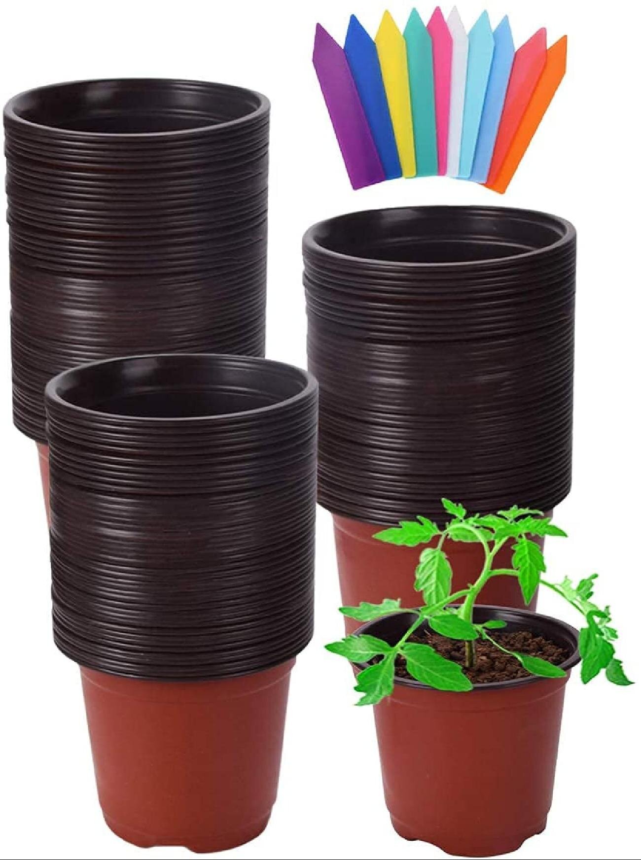 100 Pcs Plastic Nursery Pot Seedlings Flower Planter Container For Garden Plant 