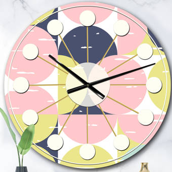 East Urban Home Oversized Foliage V Mid Century Wall Clock Wayfair