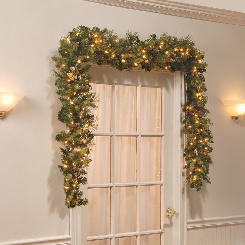 The Holiday Aisle® 9' Carolina Garland with 100 Clear Lights & Reviews ...