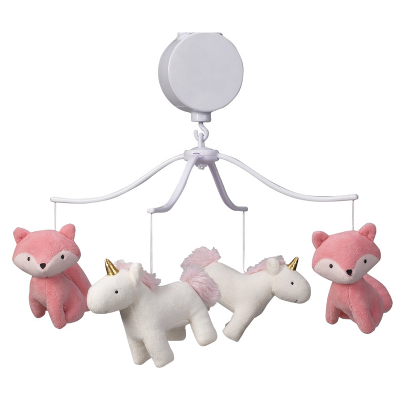 Bedtime Originals Rainbow Unicorn And Fox Musical Baby Crib Mobile