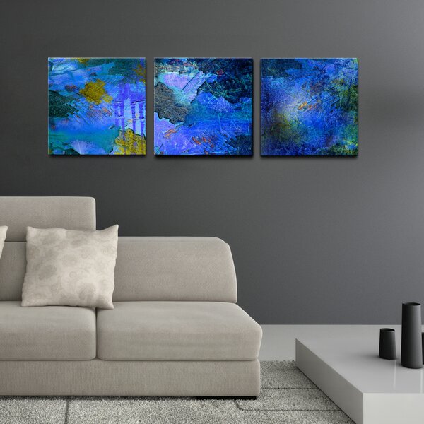 Wrought Studio Abstract - 3 Piece Panoramic Graphic Art on Canvas | Wayfair