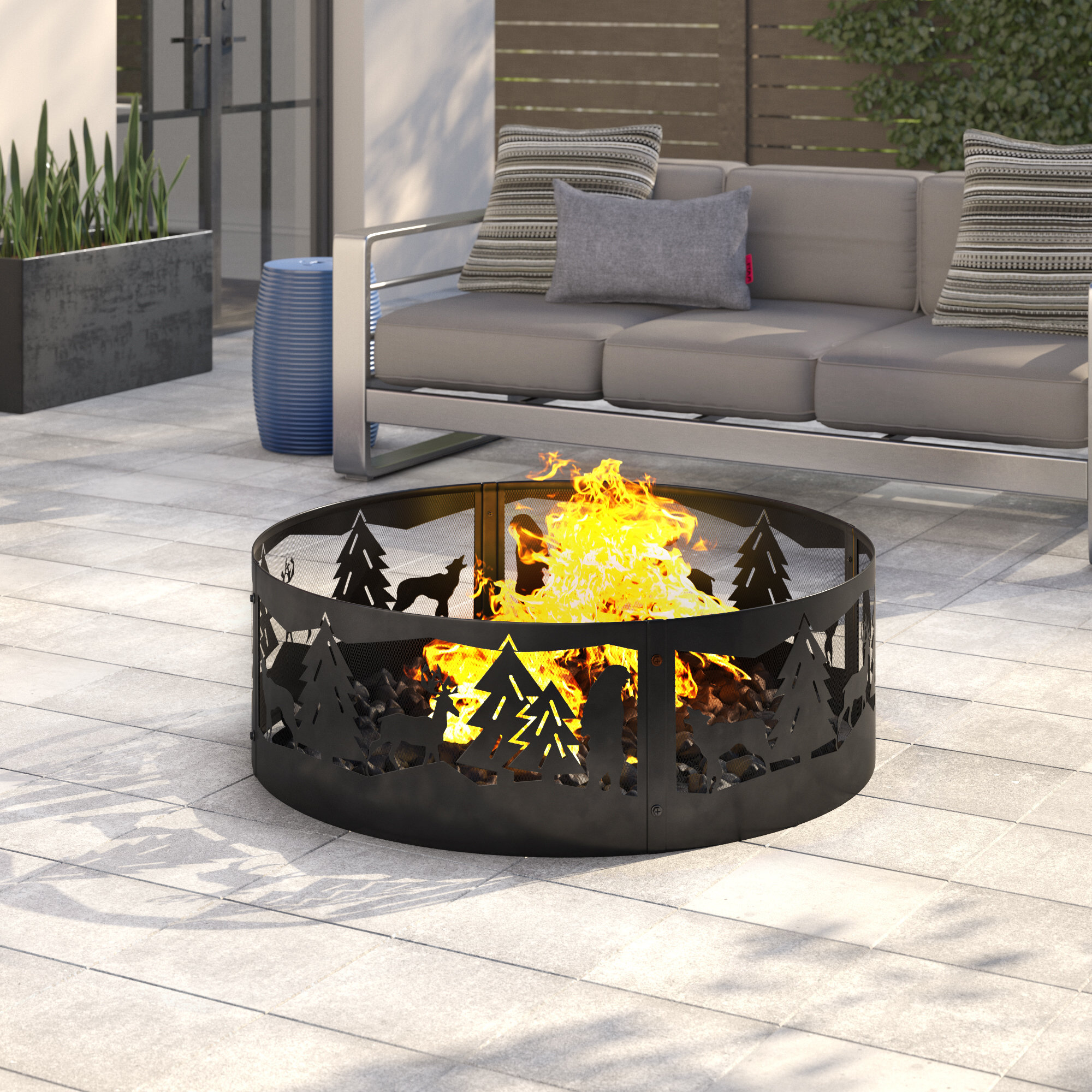 Ebern Designs Transit Steel Wood Burning Fire Ring Reviews Wayfair