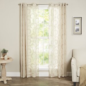 Eugene Damask Semi-Sheer Grommet Single Curtain Panel