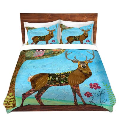 Forest Stag And Owl Duvet Cover Set East Urban Home Size 1 King