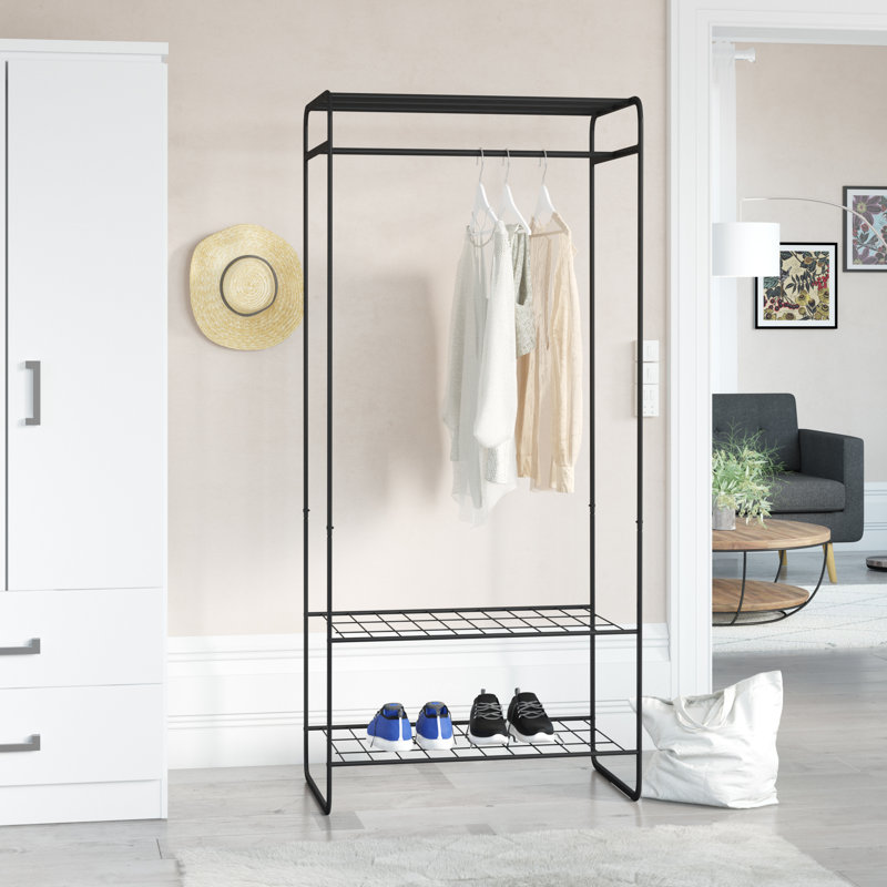 Symple Stuff Wetherby 77cm Wide Metal Clothes Rack With 3 Shelves
