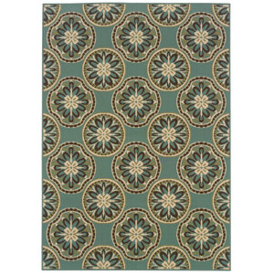 Brendel Blue/Ivory Indoor/Outdoor Area Rug