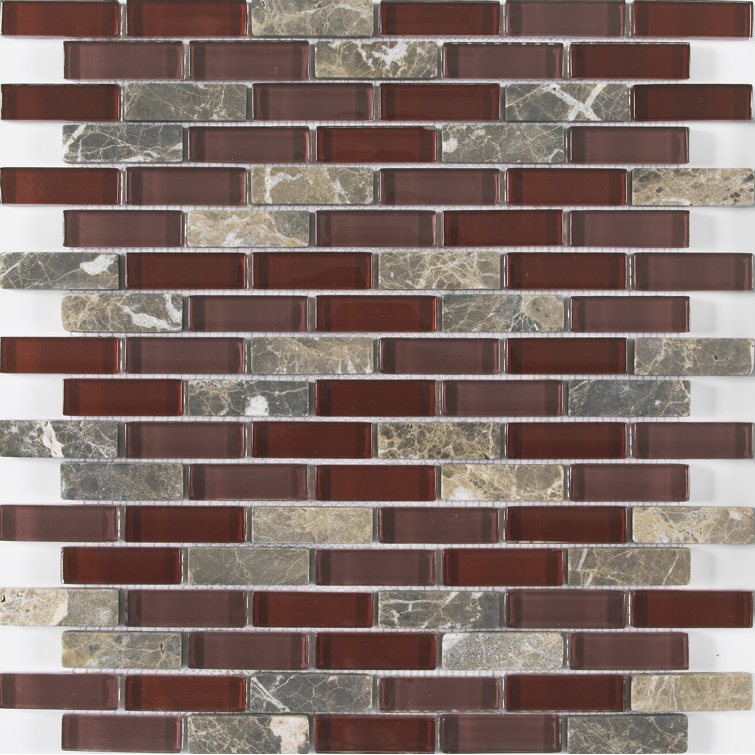 The Tile Life Victory Brick 12" X 12" Glass Mosaic Tile Sheet
