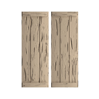 Rustic Three Board Joined Board-n-Batten Faux Wood Shutters w/End Batten (Per Pair)