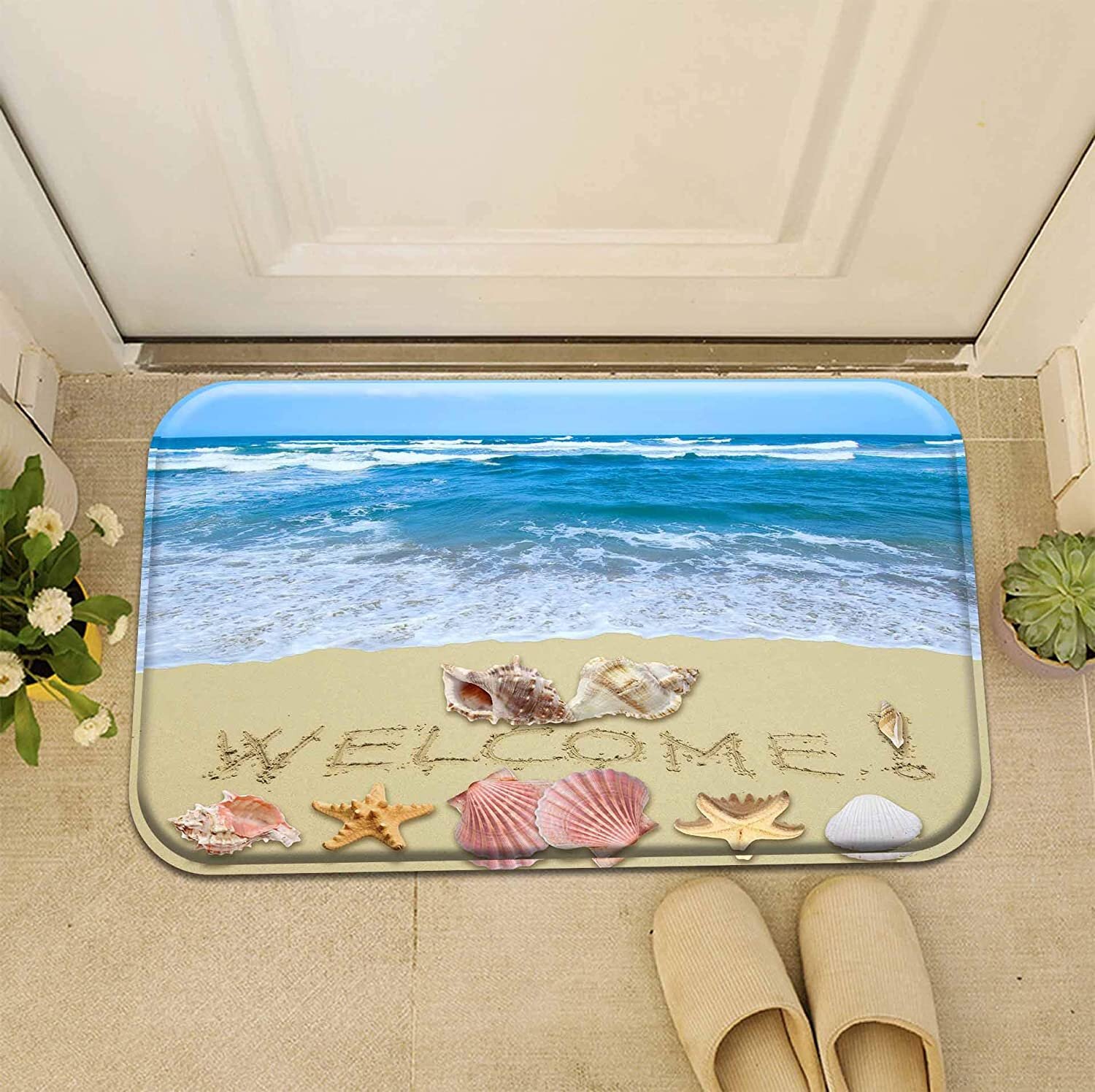 24x16" Swimming Pool Shell Non-Slip Xmas Decor Bath Door Carpet Bathroom Mat Rug 