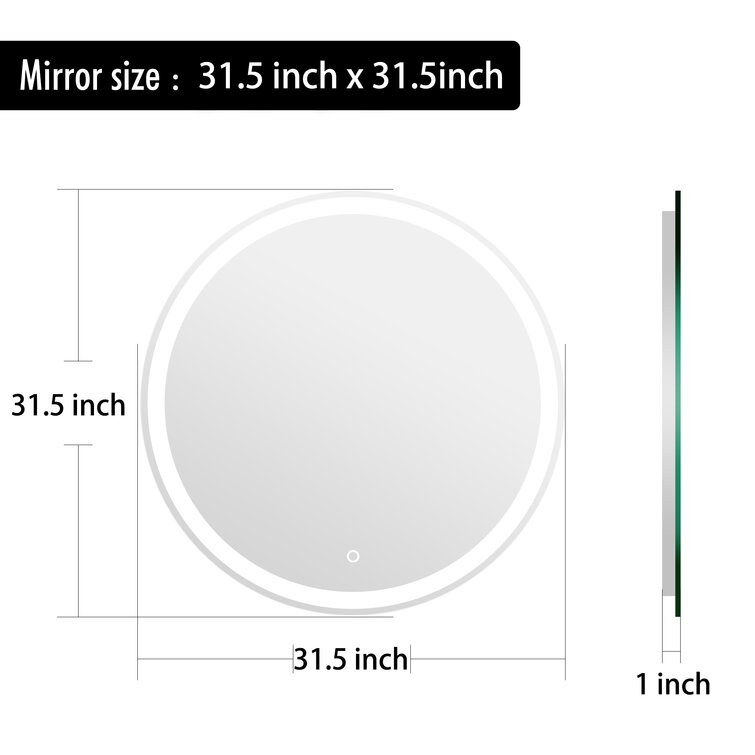 LHY BATHLEADER Round LED Lighted Bathroom Mirror Anti-Fog Wall Mounted Makeup Mirror with Lights Dimmable LED Touch Button Bluetooth Speaker Time Temperature 3X Magnifying Mirror,23inch