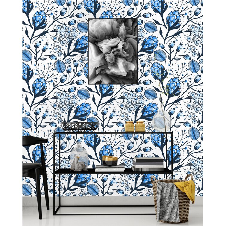 Ebern Designs Skookum Blueberries Peel and Stick Wallpaper Panel | Wayfair