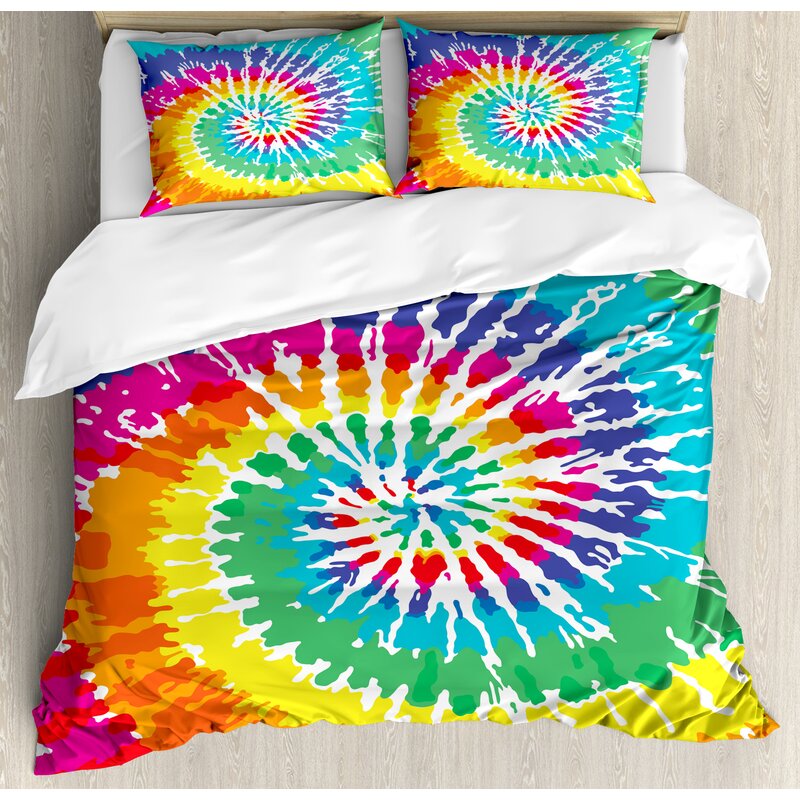 East Urban Home Tie Dye Digital Spiral Vortex Vibrant Rainbow
