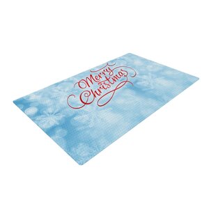Snap Studio Merry Christmas Typography Blue/Red Area Rug