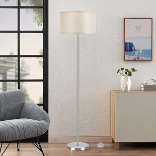 Modern Arc Floor Lamp with Tray Table Minimalist Tall Pole Lighting for Living Room Bedroom or Office LED Reading Standing Lamp with Dual USB Ports & 9W LED Bulb 