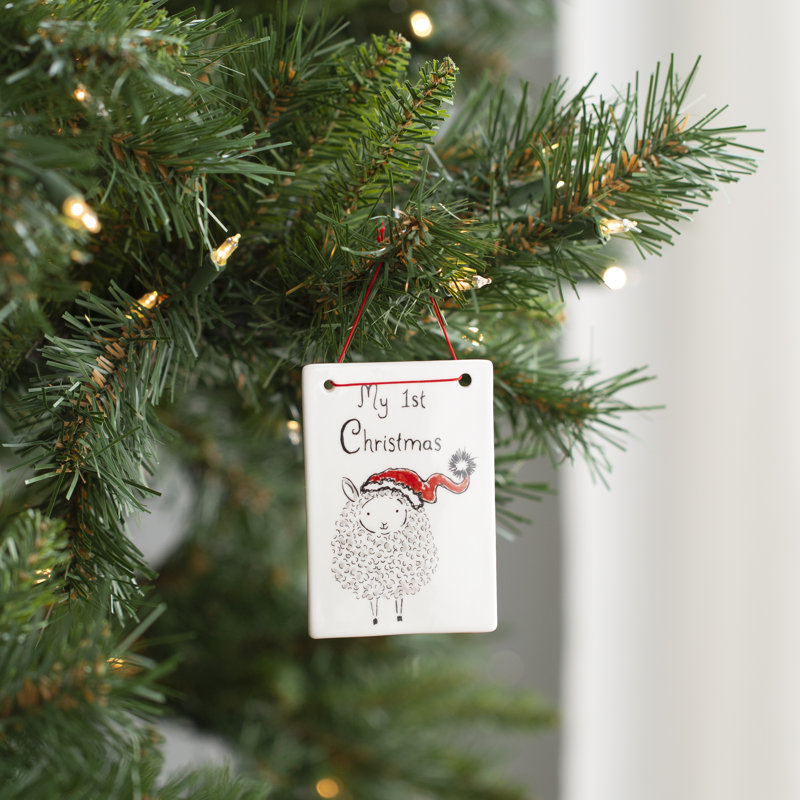 The Holiday Aisle My First Christmas Stoneware Sheep Hanging Figurine Ornament Reviews Wayfair