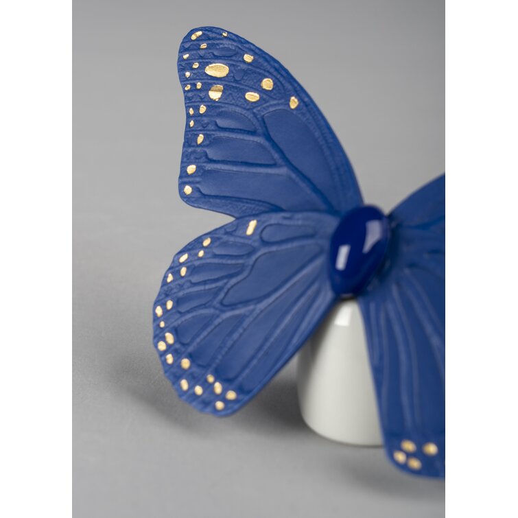 Porcelain Butterfly Figure. Golden Luster & White LLADRÓ Butterfly Figurine