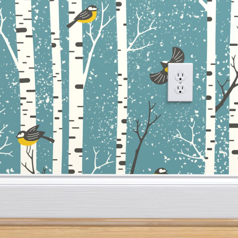 Ebern Designs Toowoomba Birch Trees And Birds 27 L X 24 W