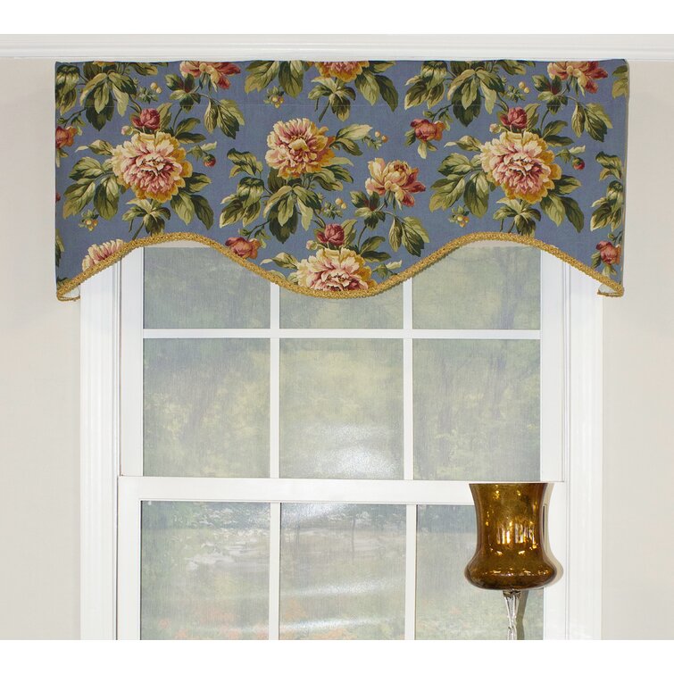 Waverly Floral Window Curtain Valance Scalloped Edge, 