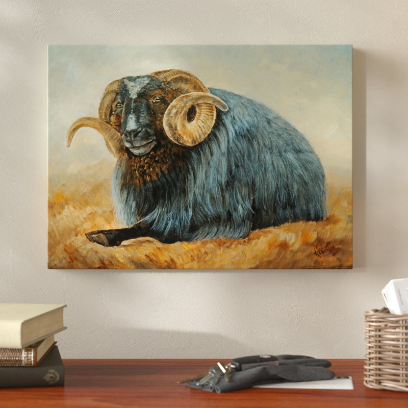 Millwood Pines Black Sheep Ram Acrylic Painting Print On Wrapped